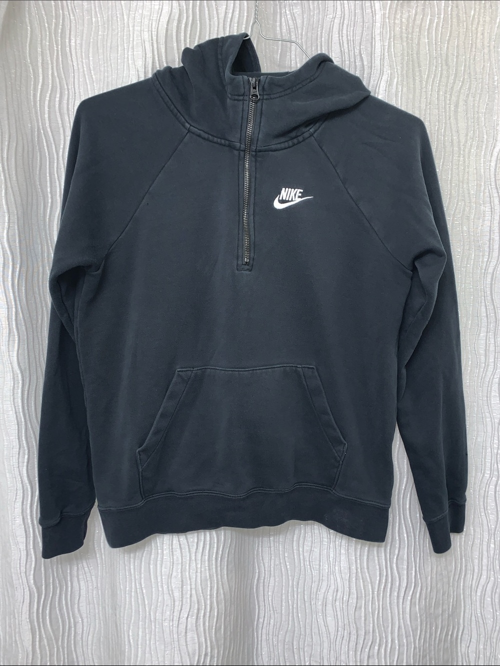 Nike Black Half-Zip Pullover Hoodie with White Swoosh